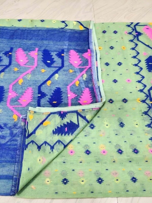 Kolka Korat Soft Jamdani Saree with Blouse Piece - Light Grey Green