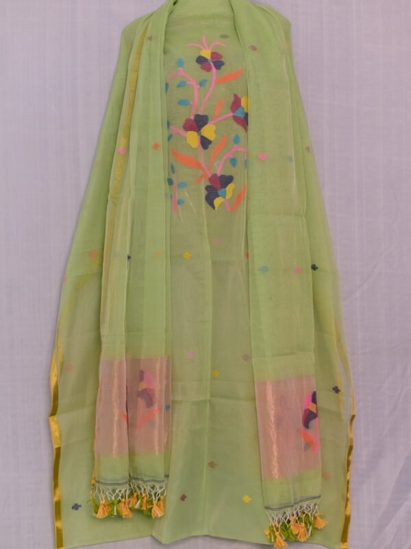 Exclusive Joba Light Olive Handloom Unstitched 2 Piece Jamdani Suit Piece