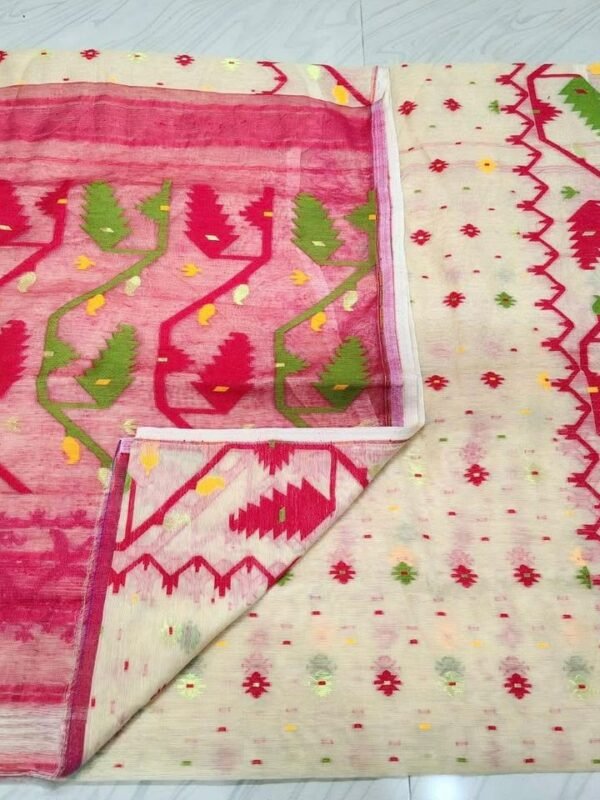 Kolka Korat Soft Jamdani Saree with Blouse Piece - Off White