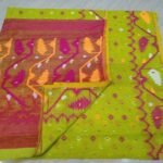 Kolka Korat Soft Jamdani Saree with Blouse Piece - Pea