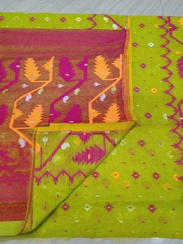 Kolka Korat Soft Jamdani Saree with Blouse Piece - Pea