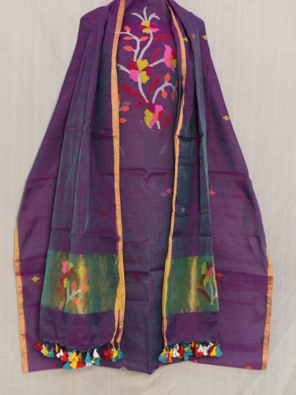 Exclusive Joba Plum Purple Handloom Unstitched 2 Piece Jamdani Suit Piece