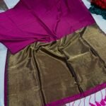Exclusive Khadi Cotton Handloom Saree with Blouse Piece - Plum Velvet