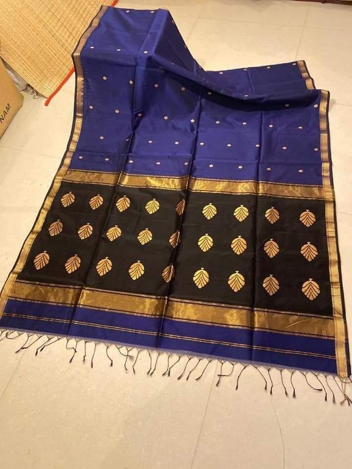 Maheshwari Design Handloom Cotton Silk Sari with Blouse Piece - Purple Haze