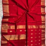 Maheshwari Design Handloom Cotton Silk Sari with Blouse Piece - Red