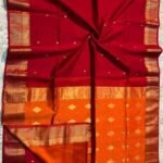 Maheshwari Design Handloom Cotton Silk Sari with Blouse Piece - Red