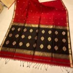 Maheshwari Design Handloom Cotton Silk Sari with Blouse Piece - Red