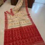 Vanilla Soft Buti Korat Jamdani Saree With Blouse Piece