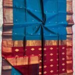 Maheshwari Design Handloom Cotton Silk Sari with Blouse Piece - Venice Blue