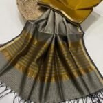 Maheshwari Design Handloom Cotton Silk Saree with Blouse Piece - Warm Grey