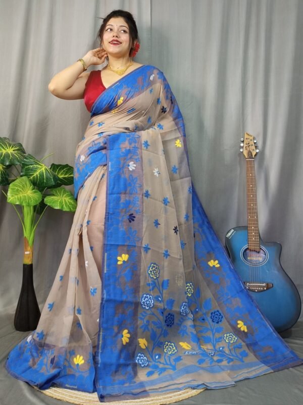 Marigold Soft Rodeo Dust Dhakai Jamdani Sarei