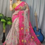 Marigold Soft Rodeo Dust Dhakai Jamdani Saree