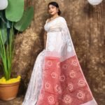 Body Mina Soft Zari Work Jamdani Sari with Blouse Piece - White