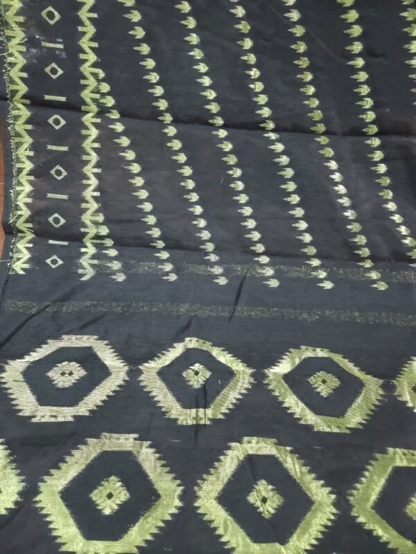 Body Mina Soft Zari Work Jamdani Saree with Blouse Piece - Black
