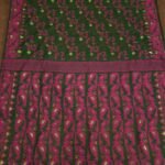 Ikkat Lota Soft Dhakai Jamdani Saree - Bottle Green