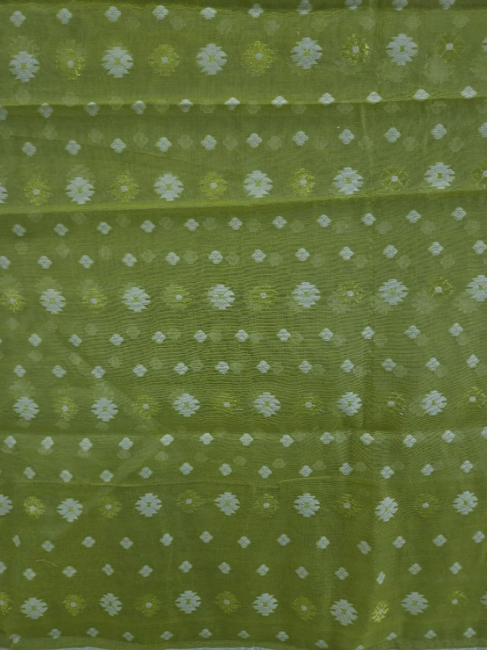 Buti Mina Soft Jamdani Saree - Camo Green
