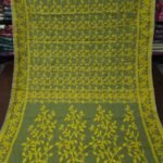 Lota Pata Soft Jamdani Saree with Blouse Piece - Camo Green