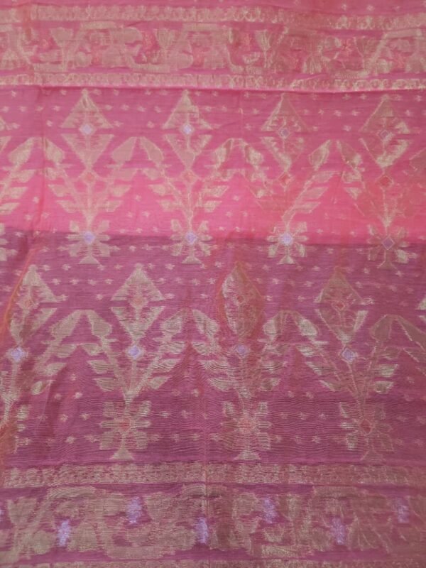 Exclusive Joriwork Soft Jamdani Sari With Blouse Piece - Deep Rose