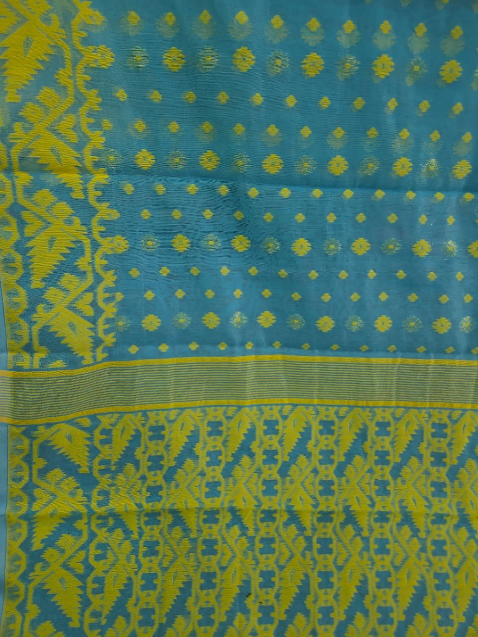 Buti Mina Soft Jamdani Saree - Dirty Blue