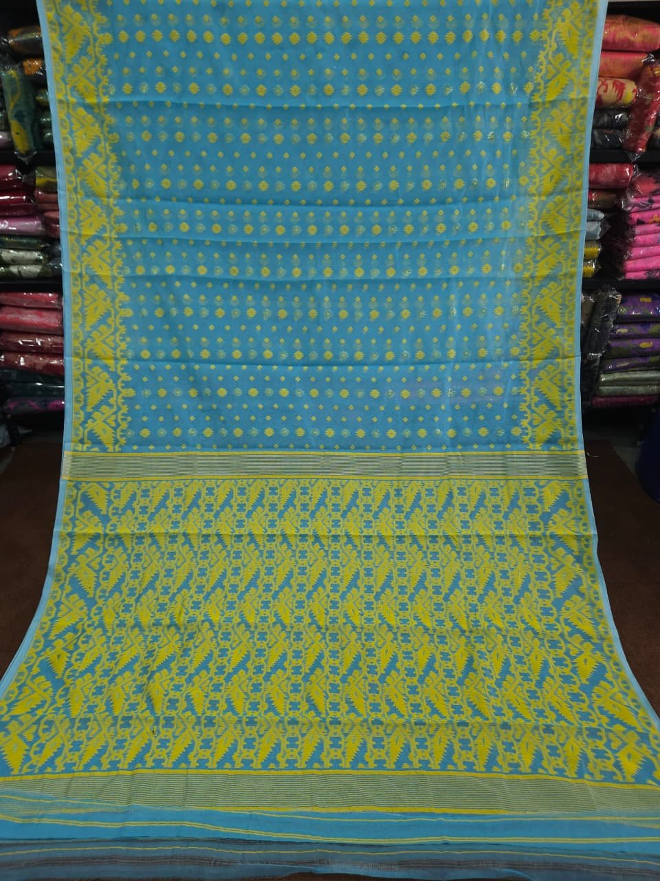 Buti Mina Soft Jamdani Saree - Dirty Blue