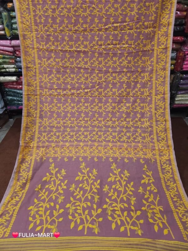 Lota Pata Soft Jamdani Saree with Blouse Piece - Dull Purple