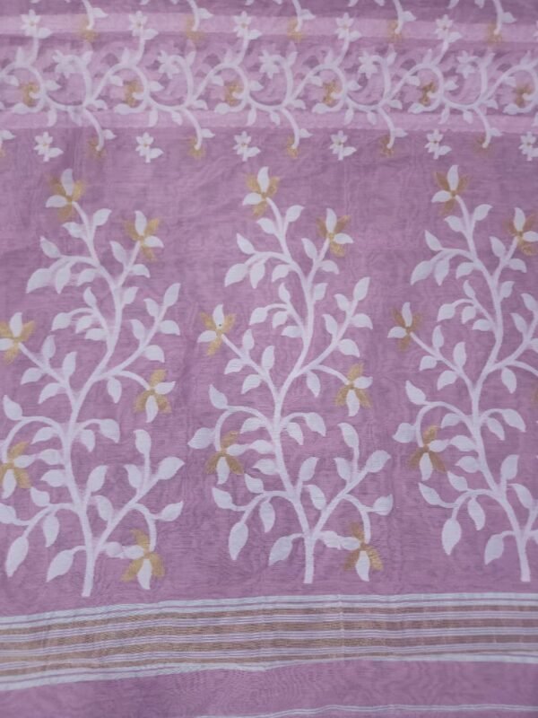 Lota Pata Soft Jamdani Saree with Blouse Piece - Dusty Lavender
