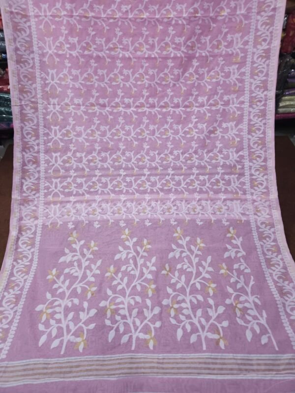Lota Pata Soft Jamdani Saree with Blouse Piece - Dusty Lavender