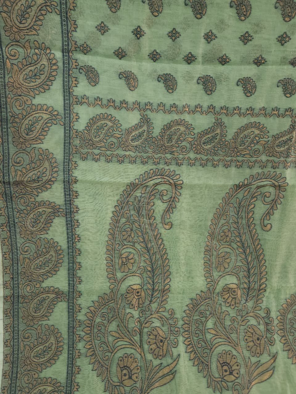 Nokshimala Soft Jamdani Saree - Greeny Grey
