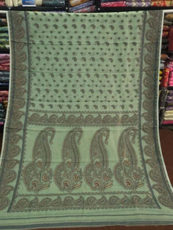 Nokshimala Soft Jamdani Saree - Greenish Grey