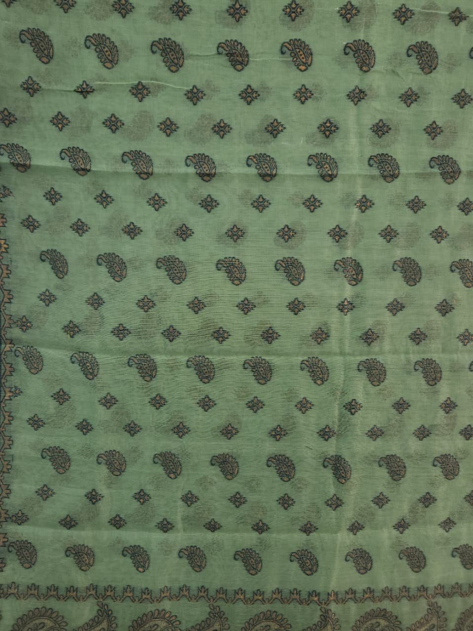 Nokshimala Soft Jamdani Saree - Greeny Grey