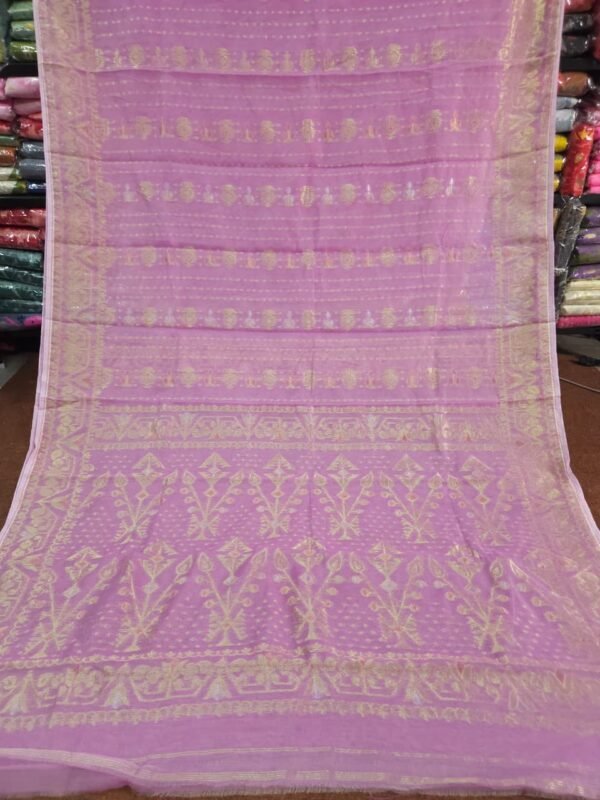 Exclusive Joriwork Soft Jamdani Sari With Blouse Piece - Light Pink