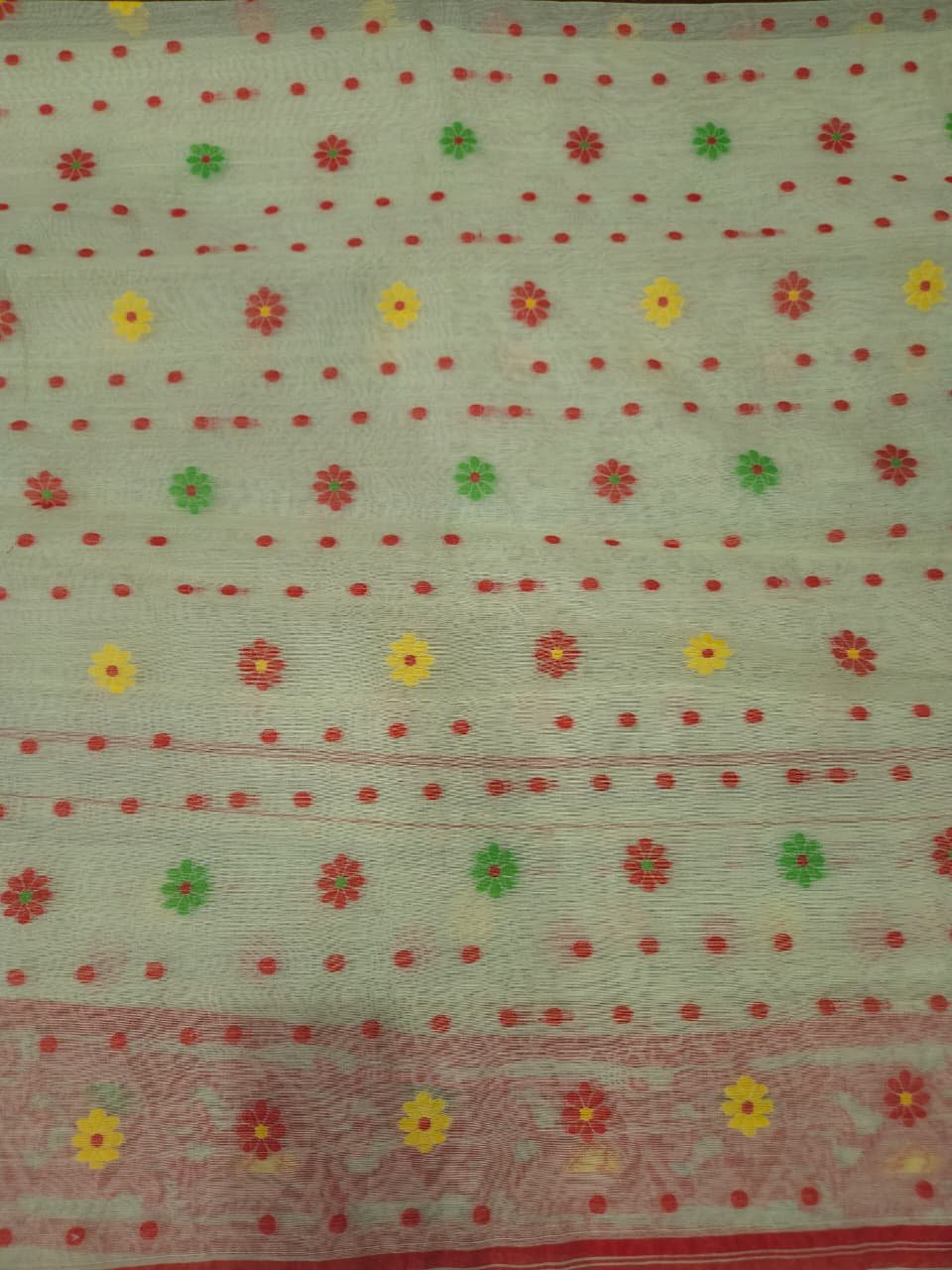 Light Vanila Soft Buti Korat Jamdani Saree With Blouse Piece