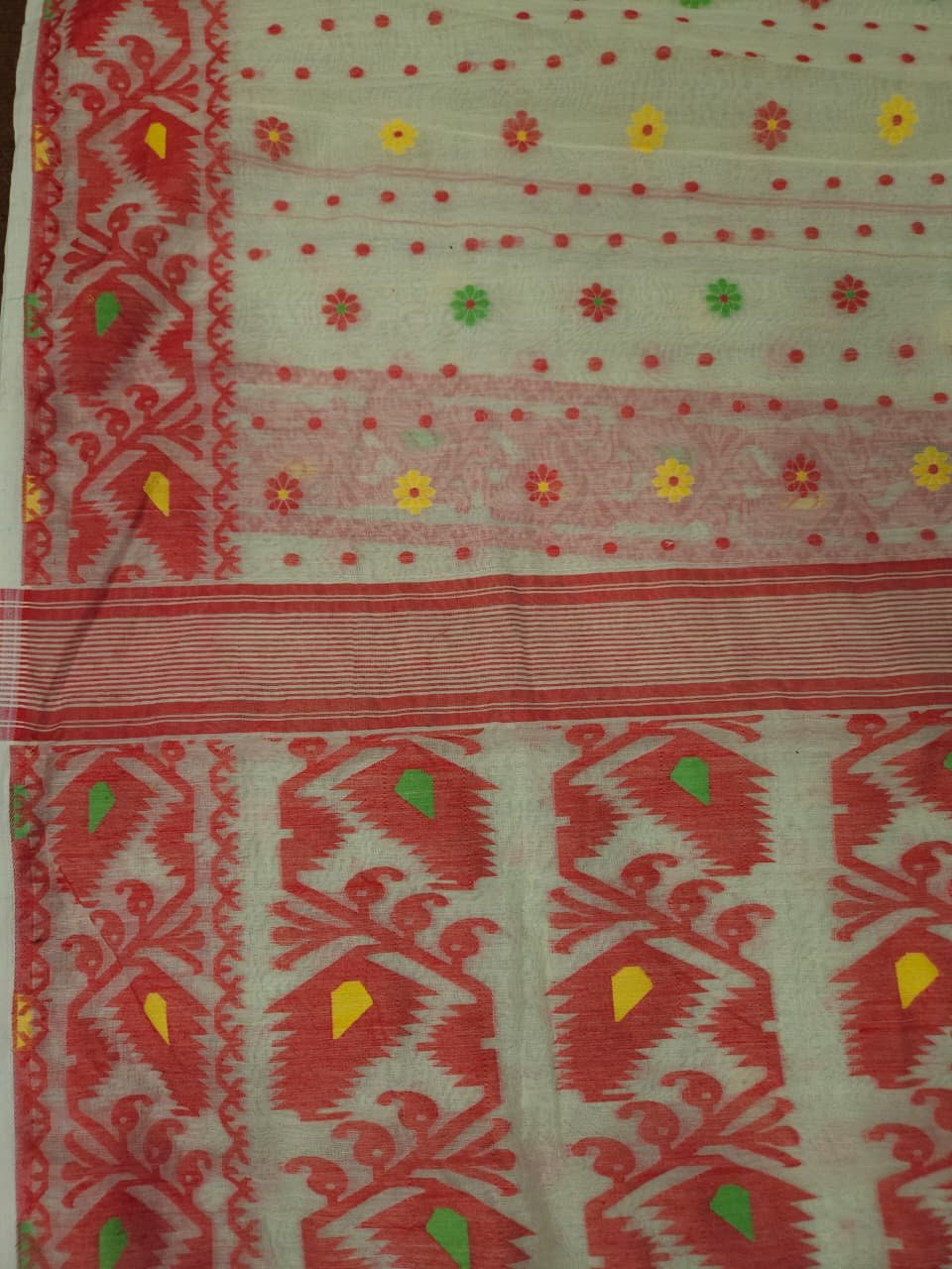 Light Vanila Soft Buti Korat Jamdani Saree With Blouse Piece