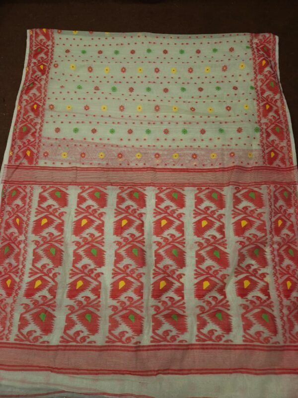 Light Vanila Soft Buti Korat Jamdani Saree With Blouse Piece