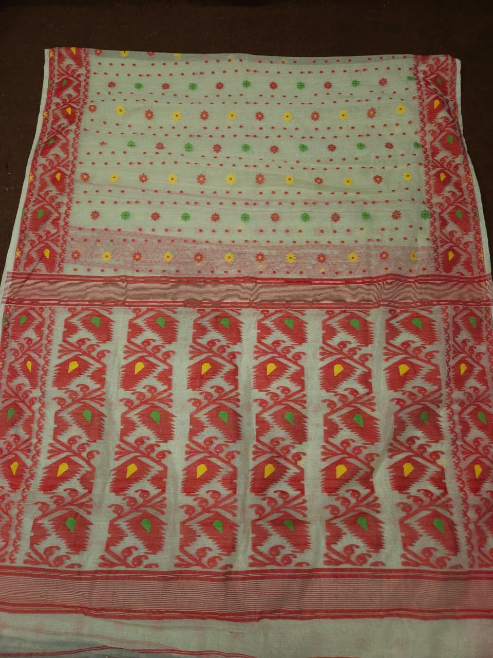 Light Vanila Soft Buti Korat Jamdani Saree With Blouse Piece