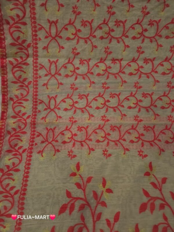 Lota Pata Soft Jamdani Saree with Blouse Piece - Mushroom