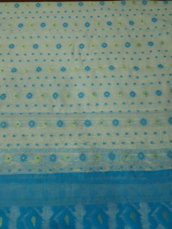 Off White Soft Buti Korat Jamdani Saree With Blouse Piece