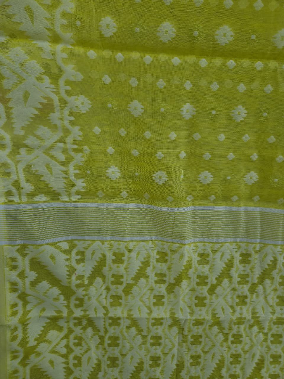 Buti Mina Soft Jamdani Saree - Olive