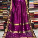 Maheshwari Design Handloom Cotton Silk Sari with Blouse Piece - Plum Velvet