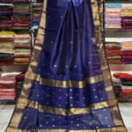 Maheshwari Design Handloom Cotton Silk Sari with Blouse Piece - Purple Haze