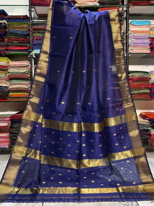 Maheshwari Design Handloom Cotton Silk Sari with Blouse Piece - Purple Haze
