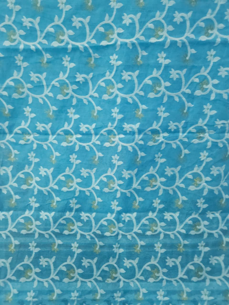 Lota Pata Soft Jamdani Saree with Blouse Piece - Sky Blue