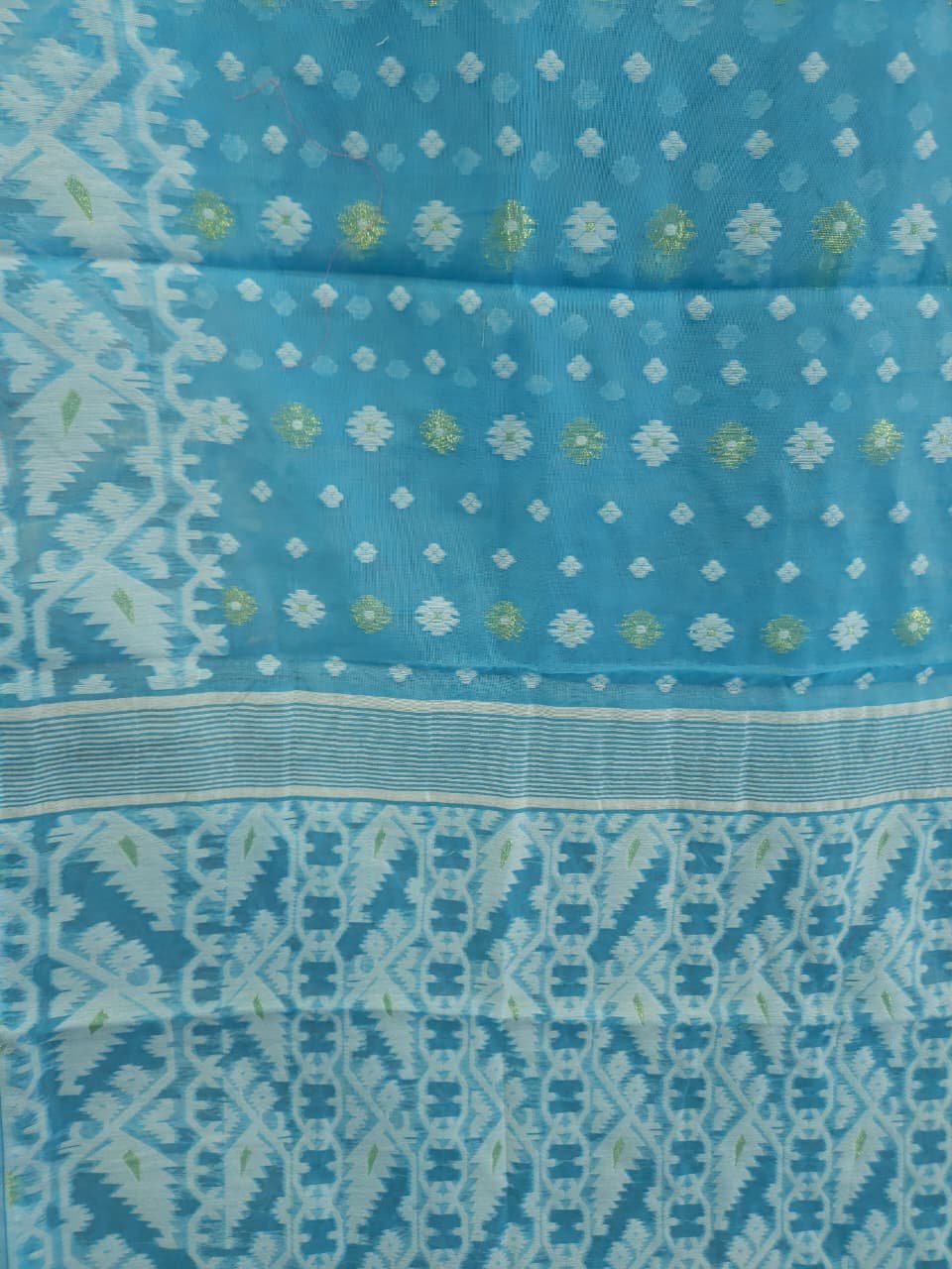 Buti Mina Soft Jamdani Saree - Sky Blue