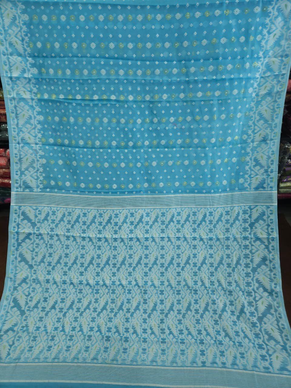 Buti Mina Soft Jamdani Saree - Sky Blue