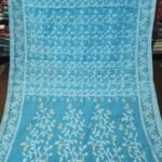 Lota Pata Soft Jamdani Saree with Blouse Piece - Sky Blue
