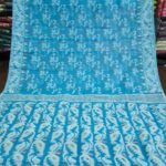 Ikkat Lota Soft Dhakai Jamdani Saree - Sky Blue