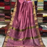 Maheshwari Design Handloom Cotton Silk Sari with Blouse Piece - Tulip Pink
