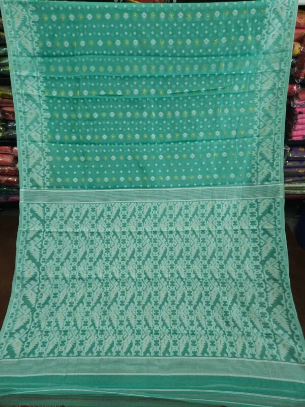 Buti Mina Soft Jamdani Saree - Viridian Green