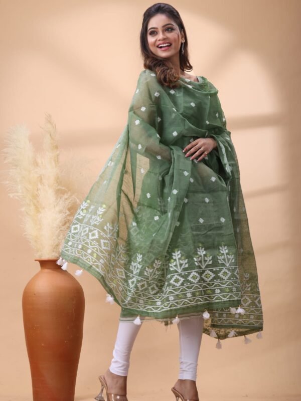 2 Piece Unstitched Jamdani Churidar Set - Glade Green