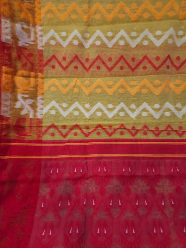 Yellow Soft Dhakai Jamdani Saree With Blouse Piece